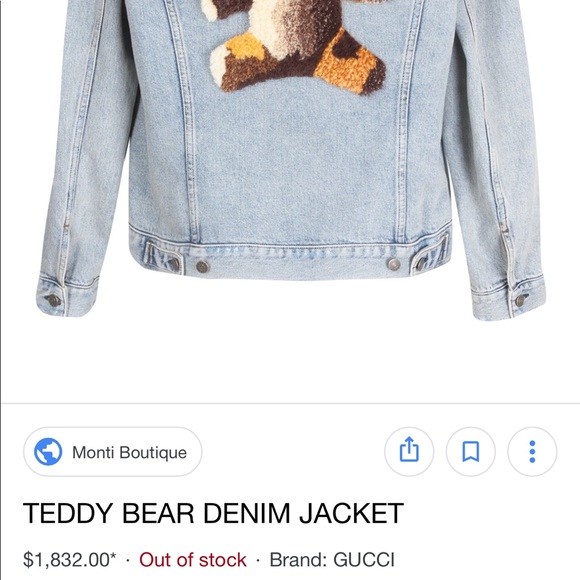 Blue Guccy Teddy Bear Denim Jacket 